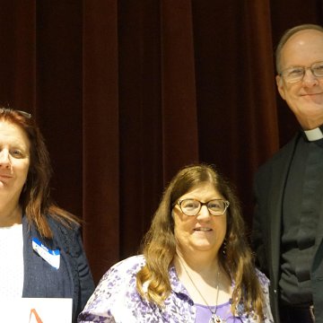 40yr Service Awards  40yr Service Awards:  pictured L-R:  Terry Schroeder, Katherine Englehardt, Fr. Mike Mulloy