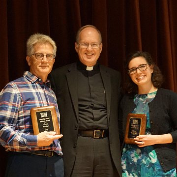 Emerging Music Minister Awards 1  Emerging Musician Awards:  pictured L-R:  Greg Brewer, Fr. Mike Mulloy, Stacy Kopriva